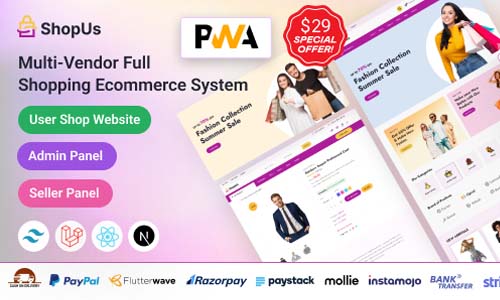 ShopUs v2.0.0 Laravel Multivendor Fashion eCommerce Website